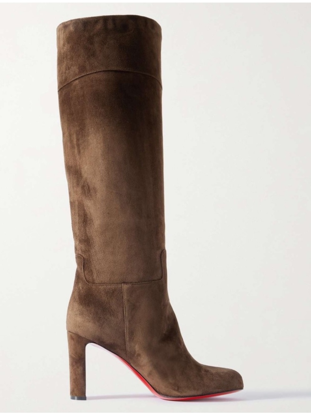 Christian Louboutin Loo Botta 85 Suede Knee High Boots in Chocolate Brown NWOB